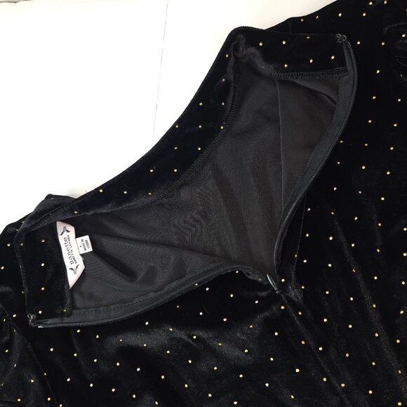 NWT Nanette Lepore Black Velvet Blouse Gold Polka Dots Mockneck Shirt SIZE LARGE - Picture 10 of 16